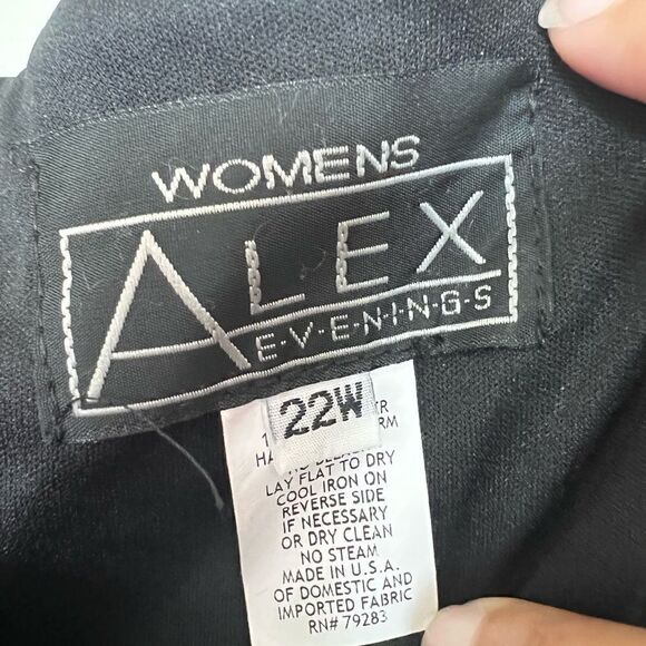 Alex Evenings Black Cold Shoulder Mesh Gown with Cowl Neckline & Overlay Skirt - Picture 7 of 9